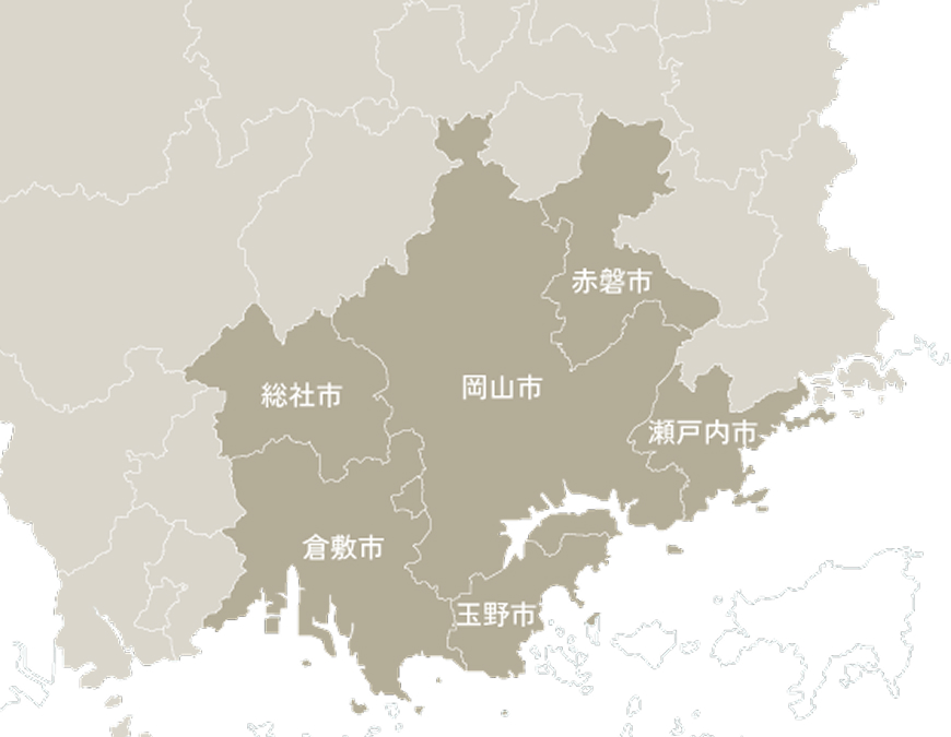 岡山県の対応エリア地図